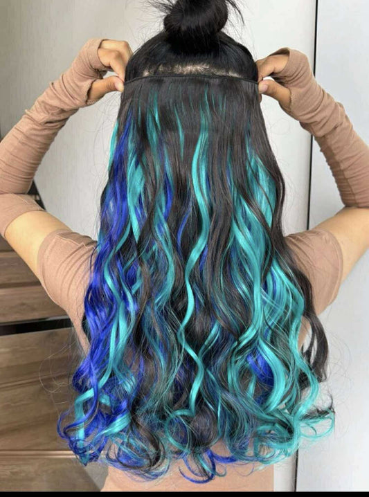 Oceanic Blue And Black 20 Inch Hair Extensions