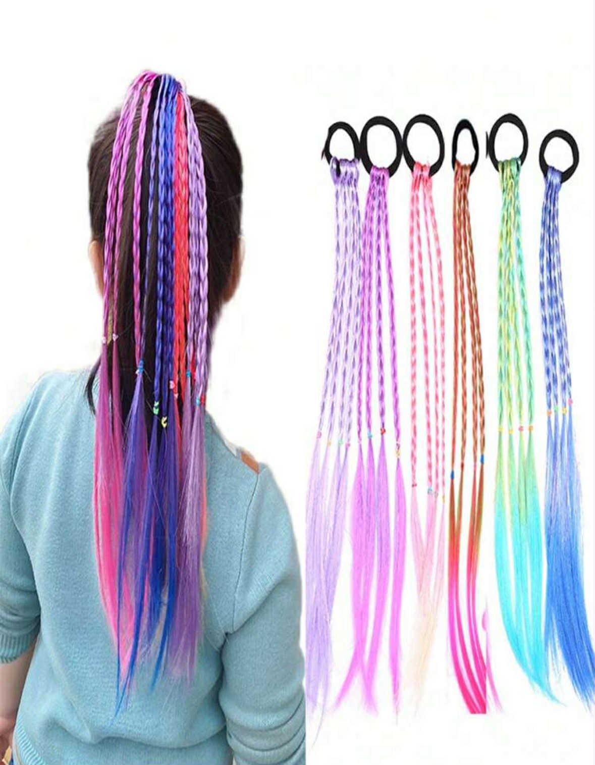 6 Piece Kids Hair Bobble Colourful Extensions