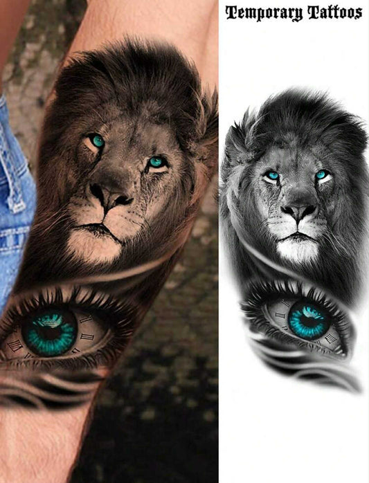 Blue Eye Lion Temporary Tattoo