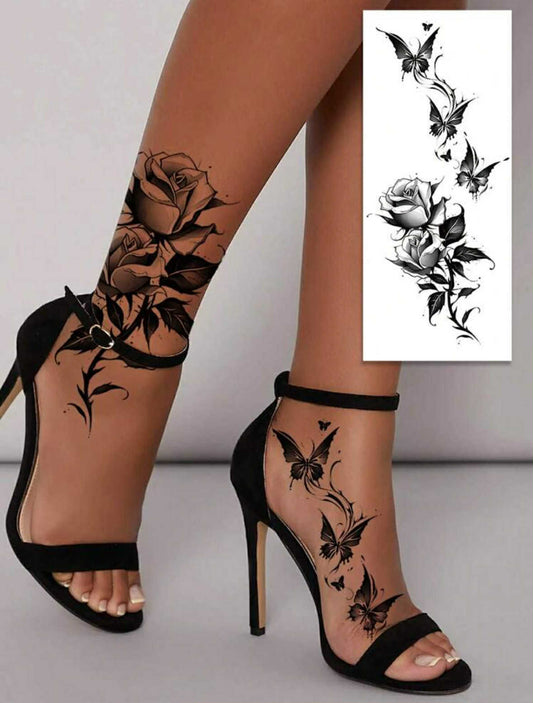 Rose and Butterfly Temporary Tattoo