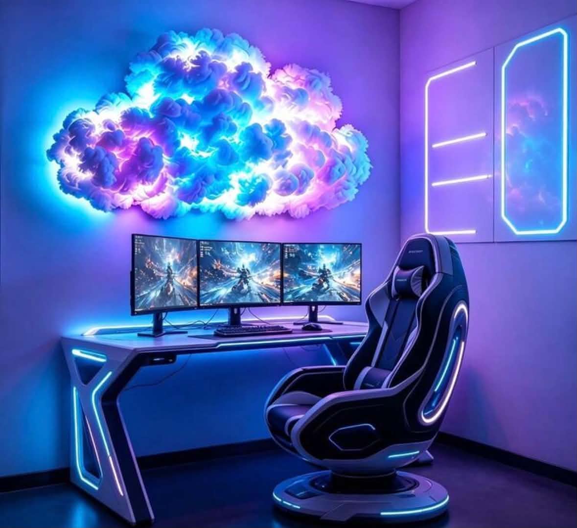 3D RGB Thunder‑Cloud Wall Light 