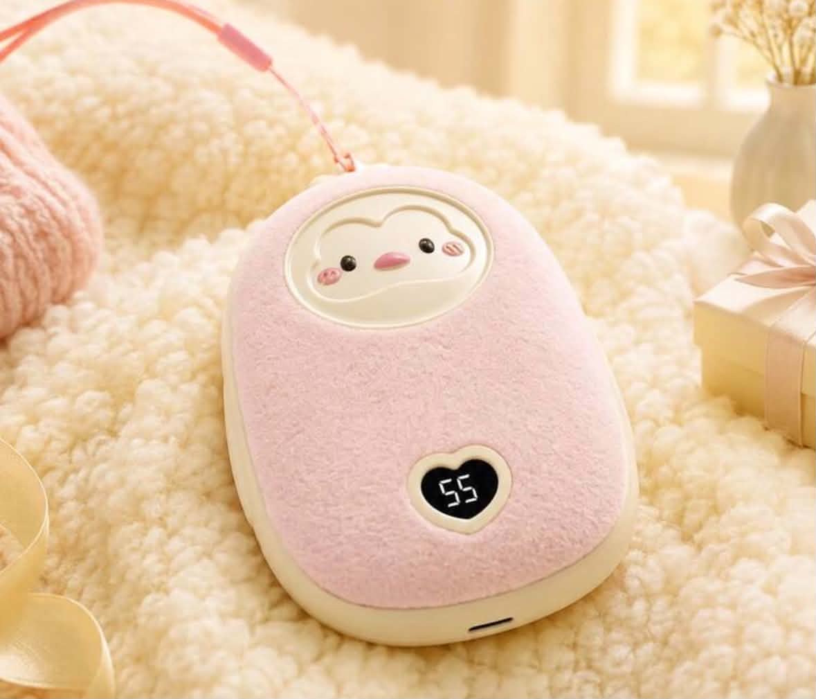 Cute Plush Animal Rechargeable Hand Warmer with Digital Display