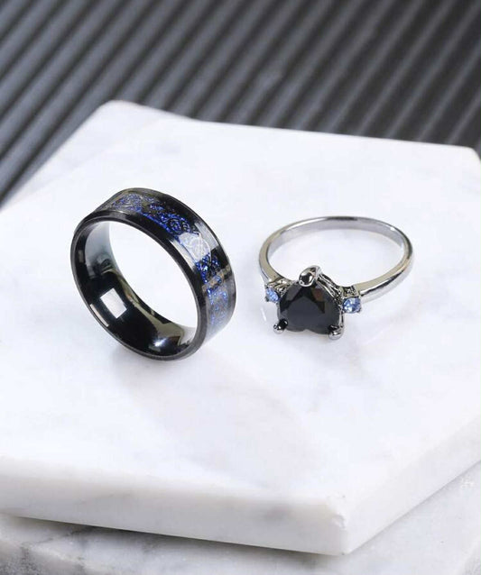 2 Stainless Steel Cosmic Love Rings