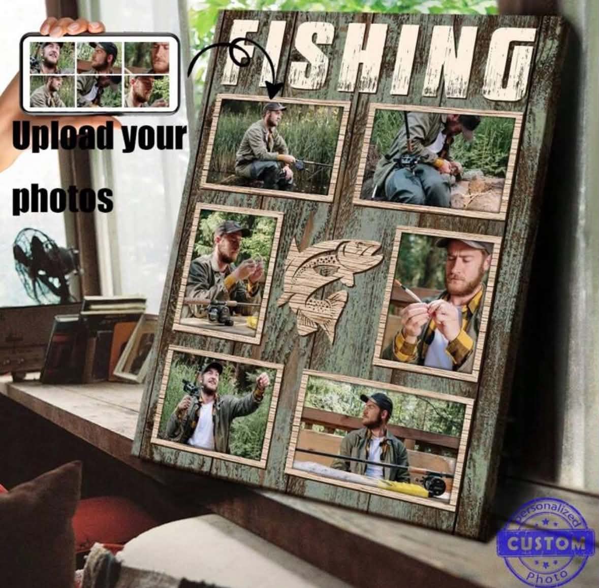 Custom Fishing Photo Collage Canvas
