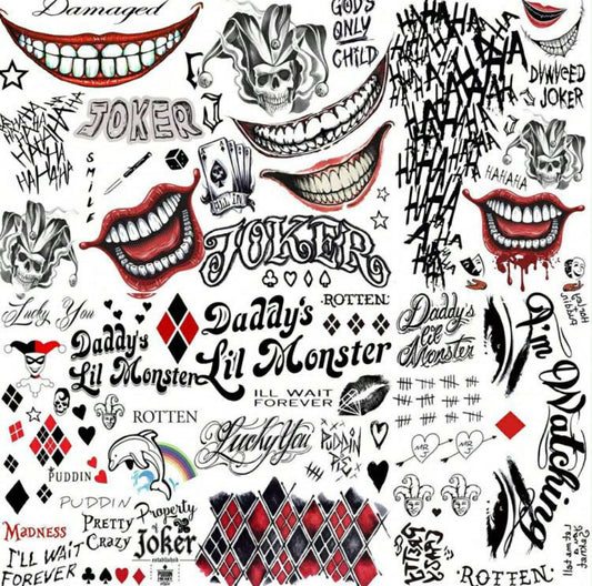 6 Sheets Joker Temporary Tattoos