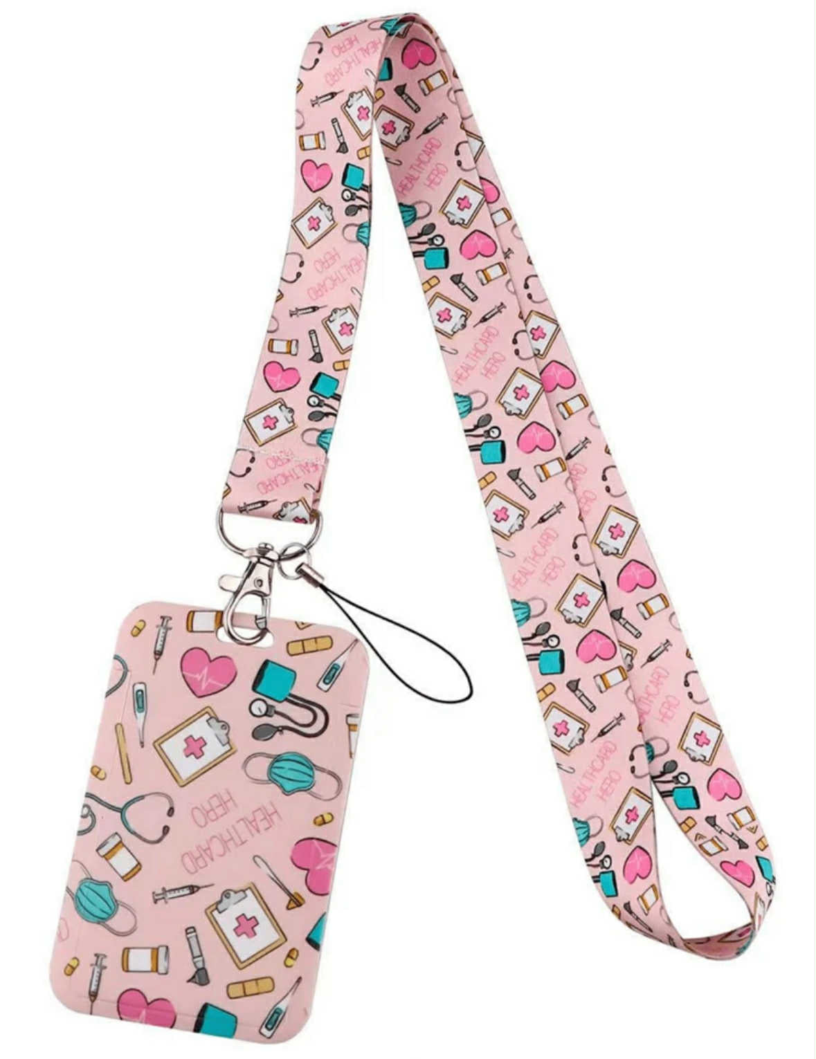 Baby Pink lanyard and ID Protective Case