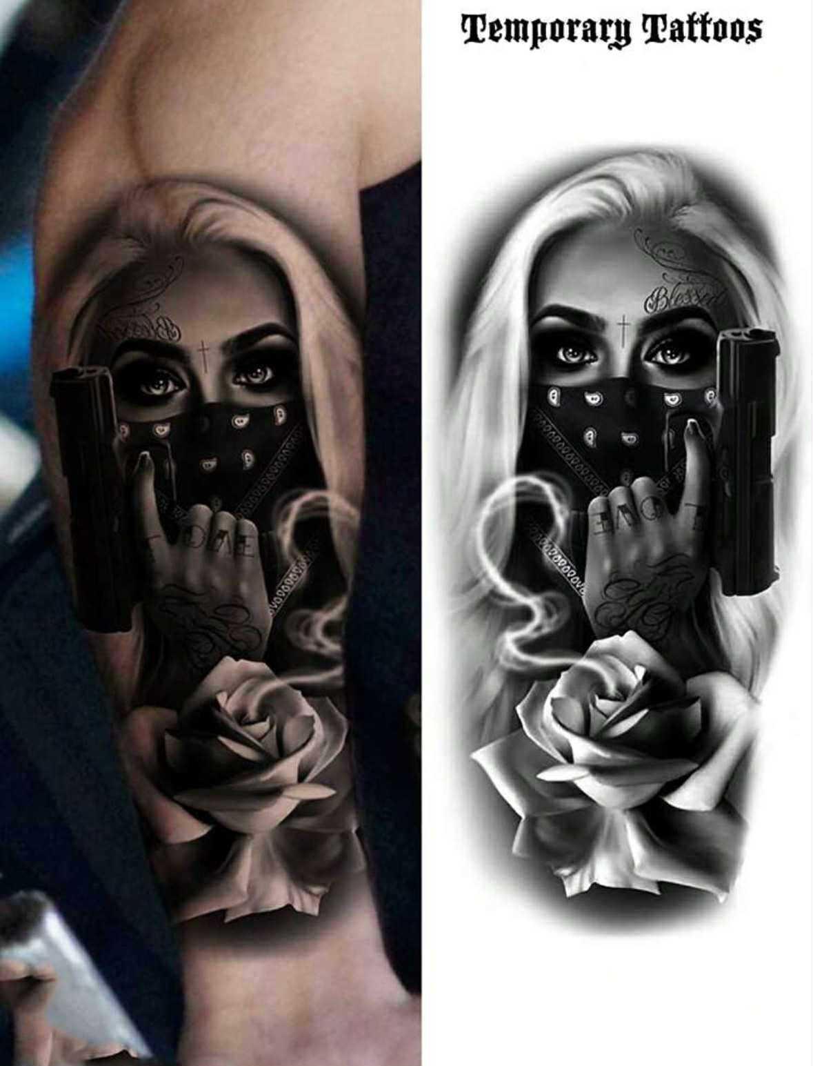 Edgy and Rose Temporary Tattoo