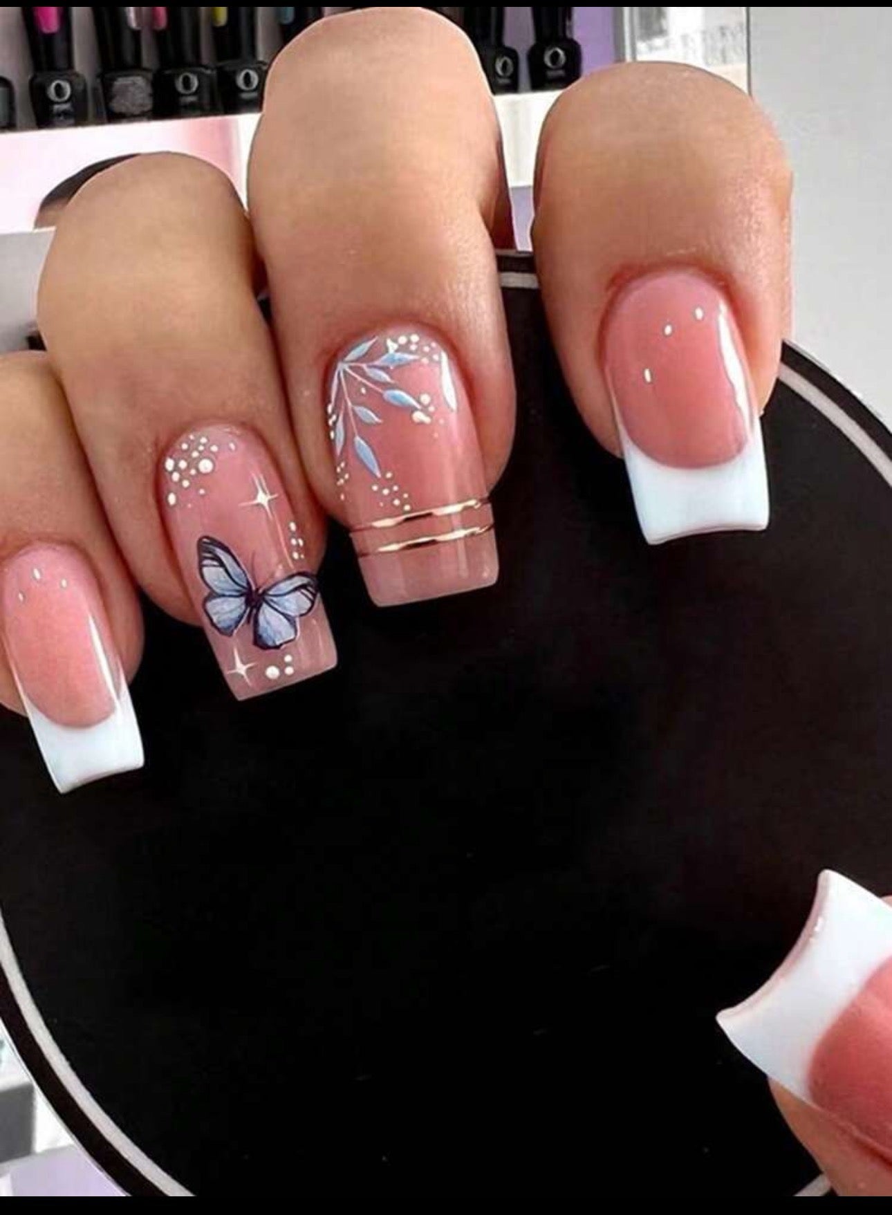 Butterfly Pink French Nails