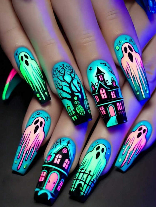 UV Haunted House Nails