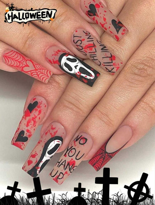 Red No You Hang Up Nails