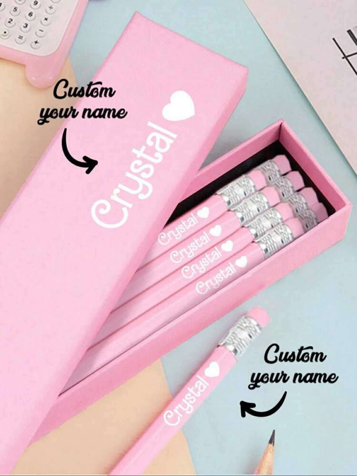 Personalised Pink 12 Piece Pencil Set