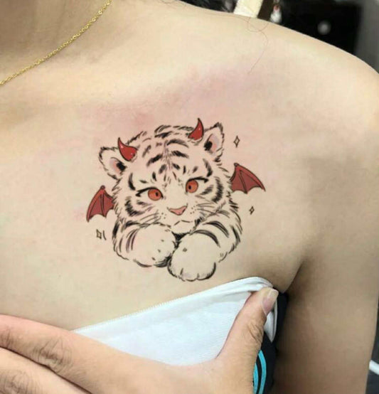 Devil Tiger Temporary Tattoo