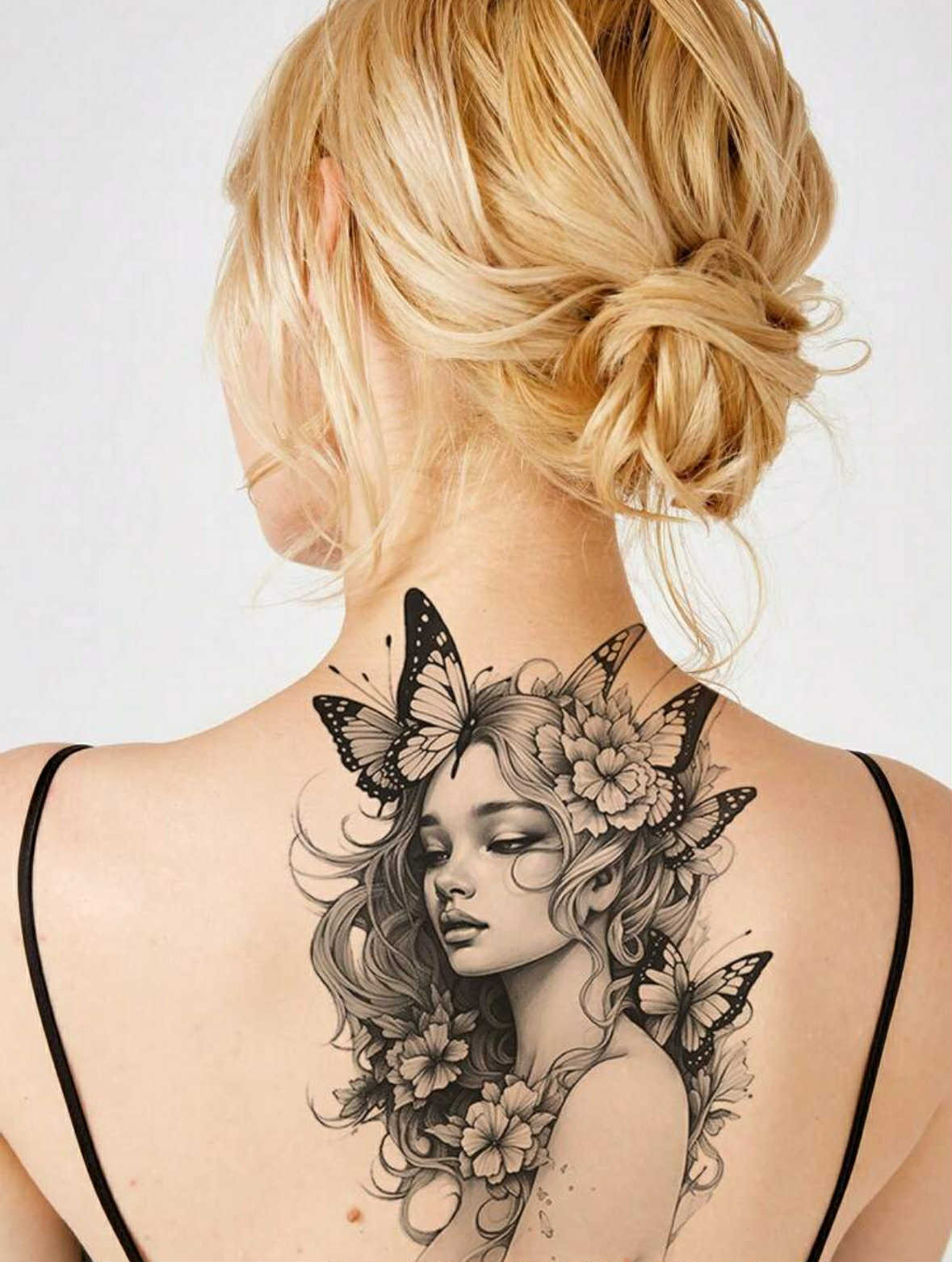 Butterfly and Flower Pattern Temporary Tattoo