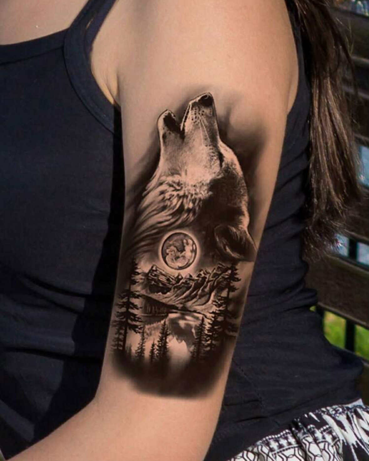 Howling Wolf Temporary Tattoo