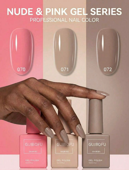 Nude And Pink 3 Piece Gel Nail Polish Set