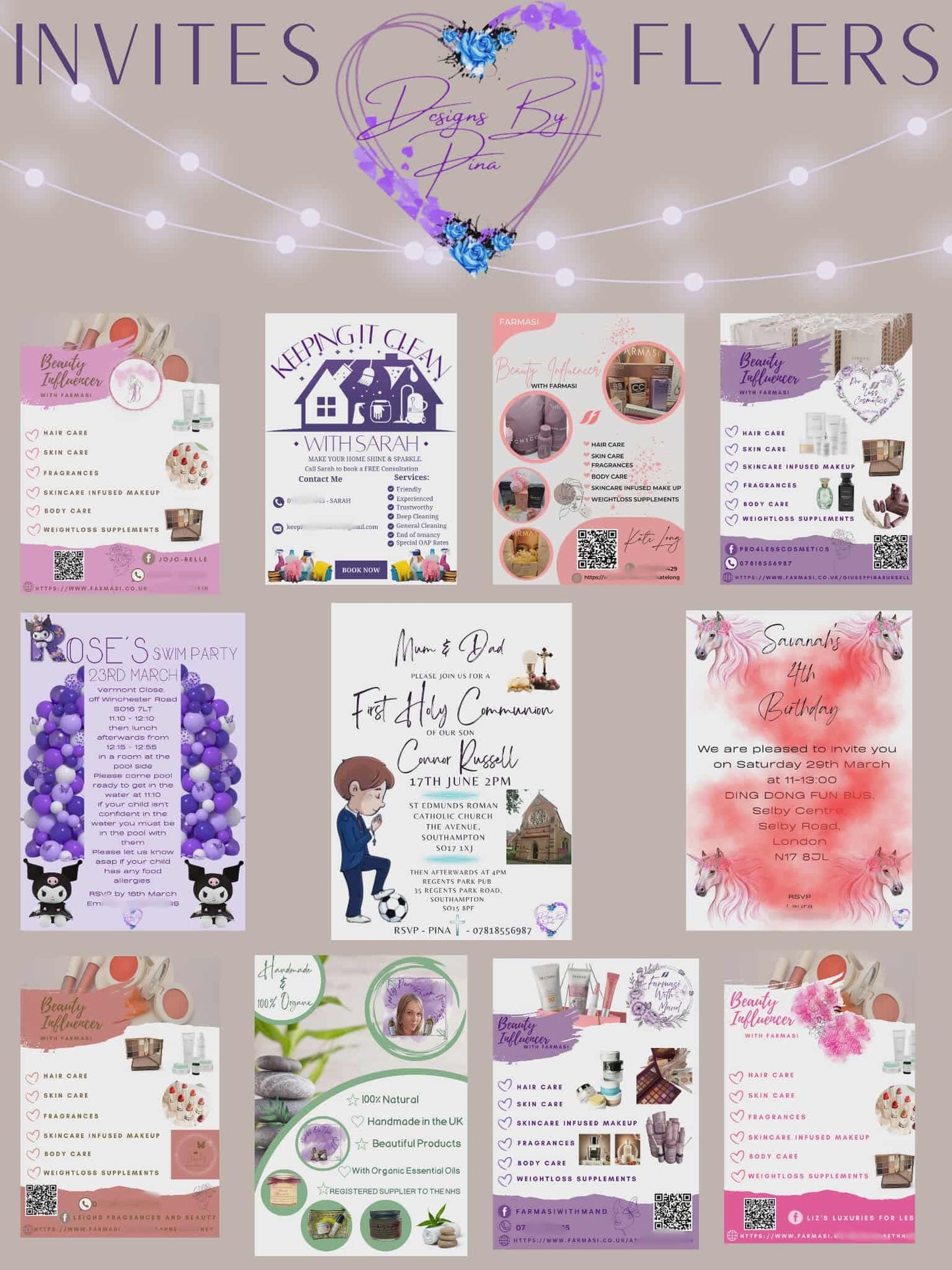 Designs By Pina Postcard Size Invites and Flyers