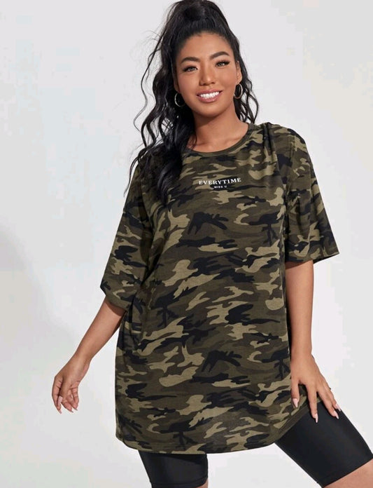 Plus Camoflauge Tshirt Dress