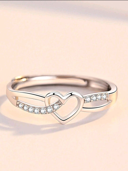 925 Silver Adjustable Heart Ring