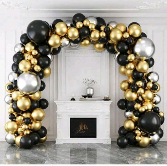 Black Gold And Silver Baloon Arch