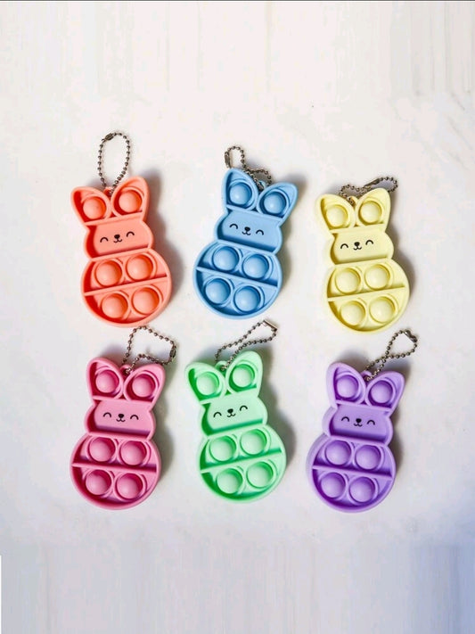 6 Pieces Easter Bunny Poppit Keyrings