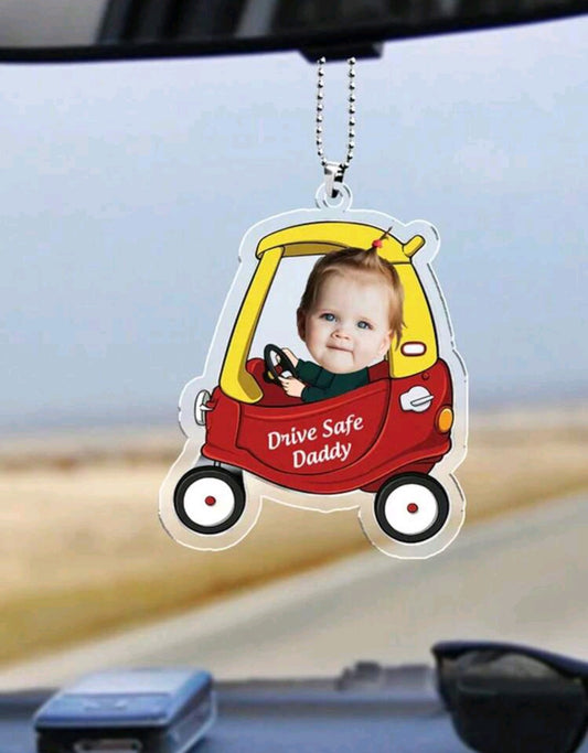 1 Photo Drive Safe Daddy Car Ornament