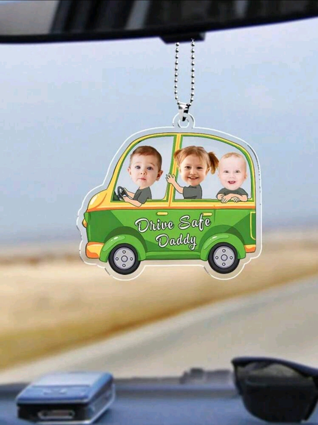3 Photos Drive Safe Daddy Car Ornament