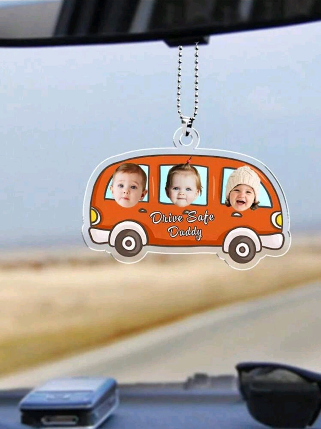 3 Photos Drive Safe Daddy Car Ornament
