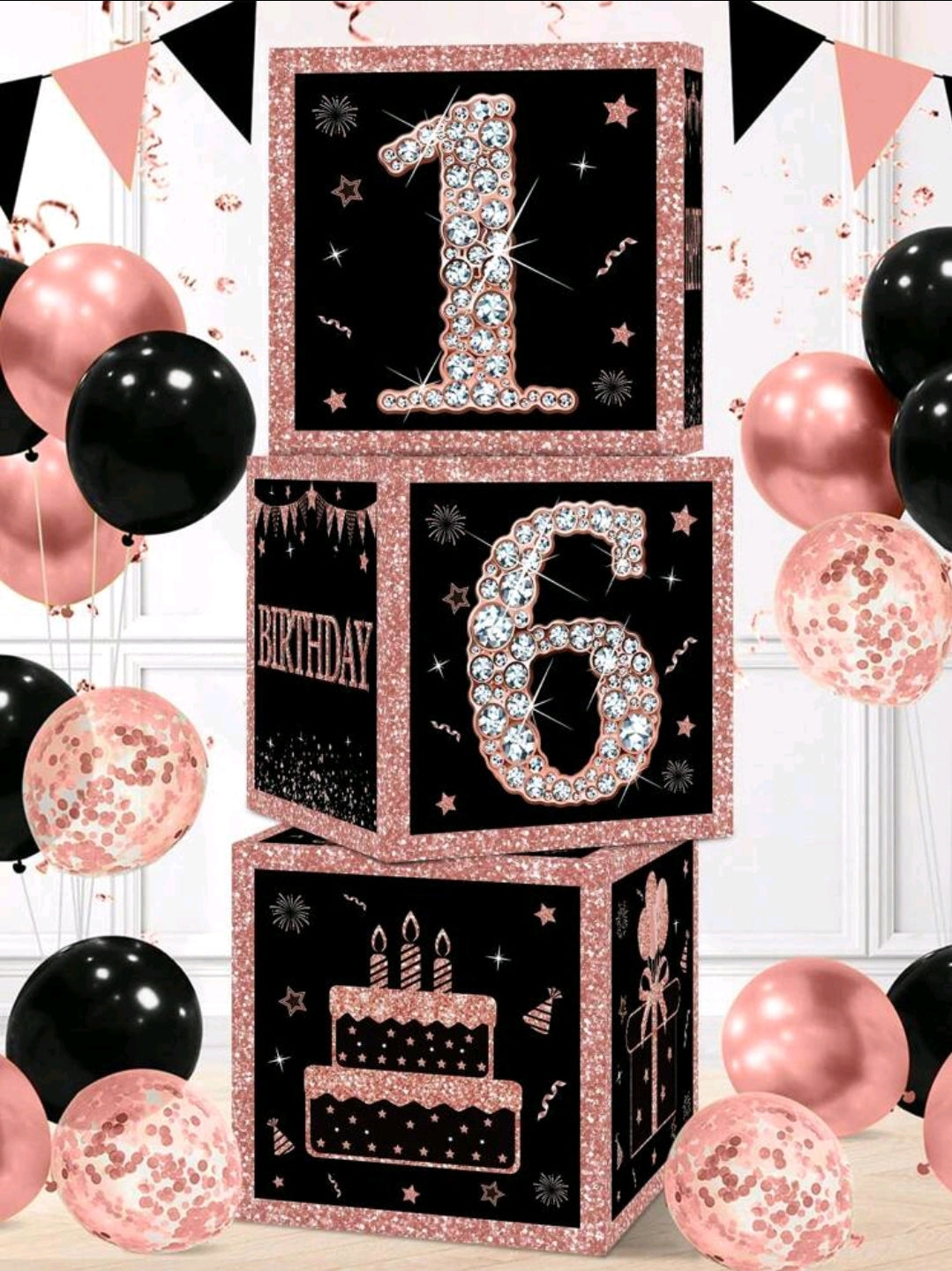 Rose Gold Number Boxes