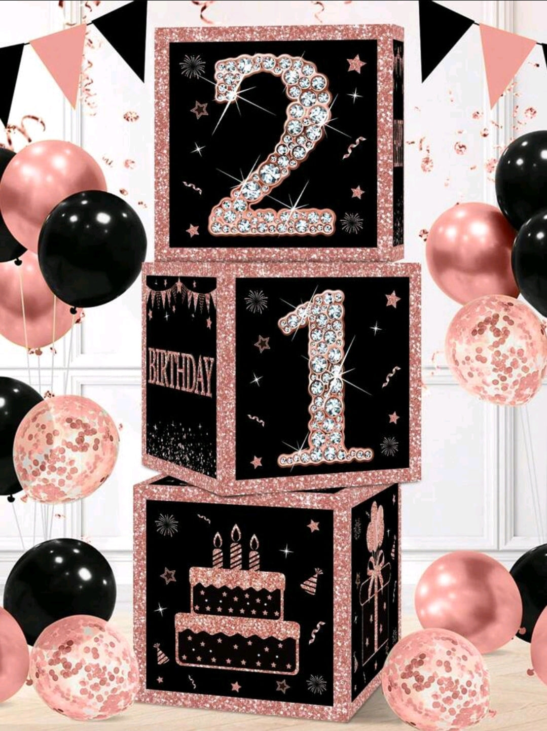 Rose Gold Number Boxes