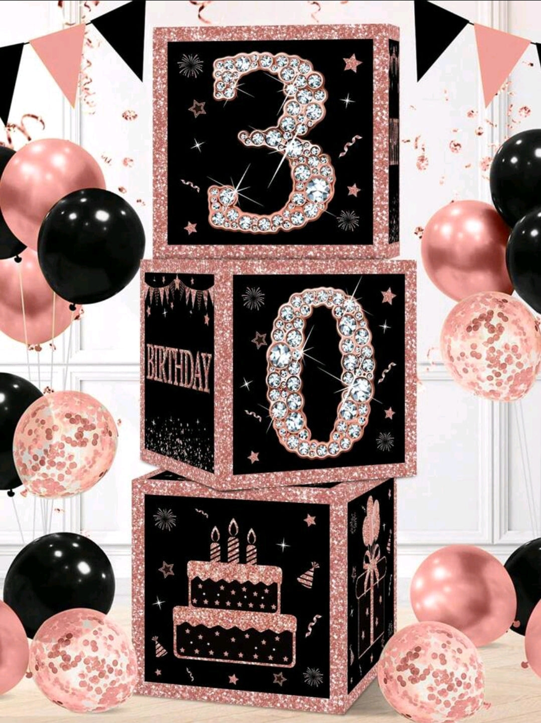 Rose Gold Number Boxes