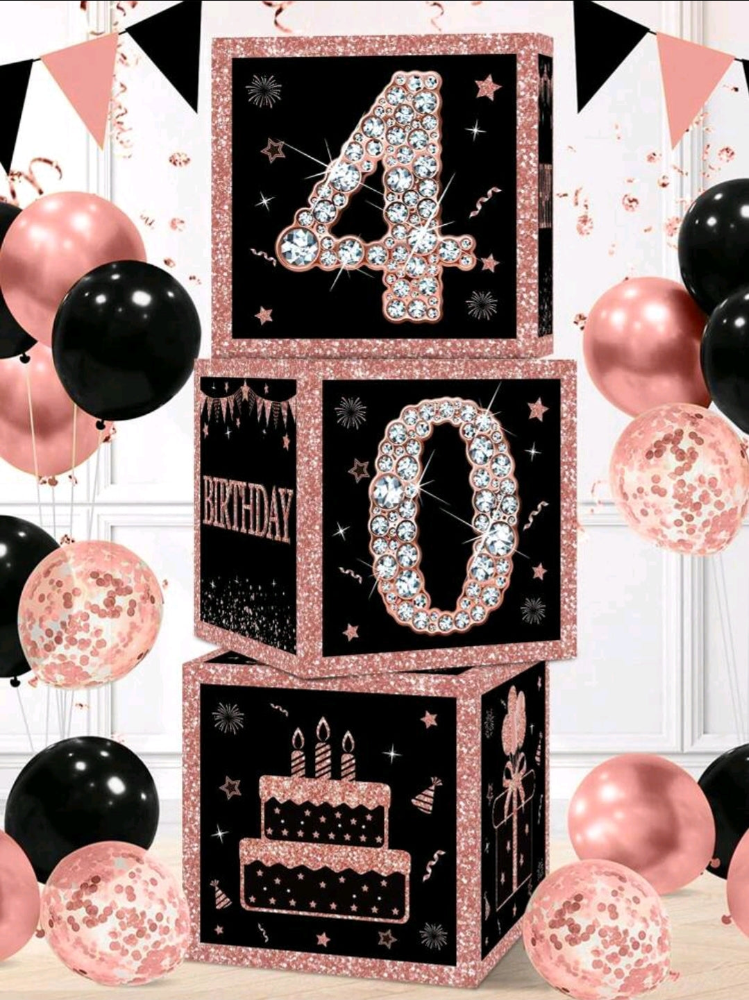 Rose Gold Number Boxes