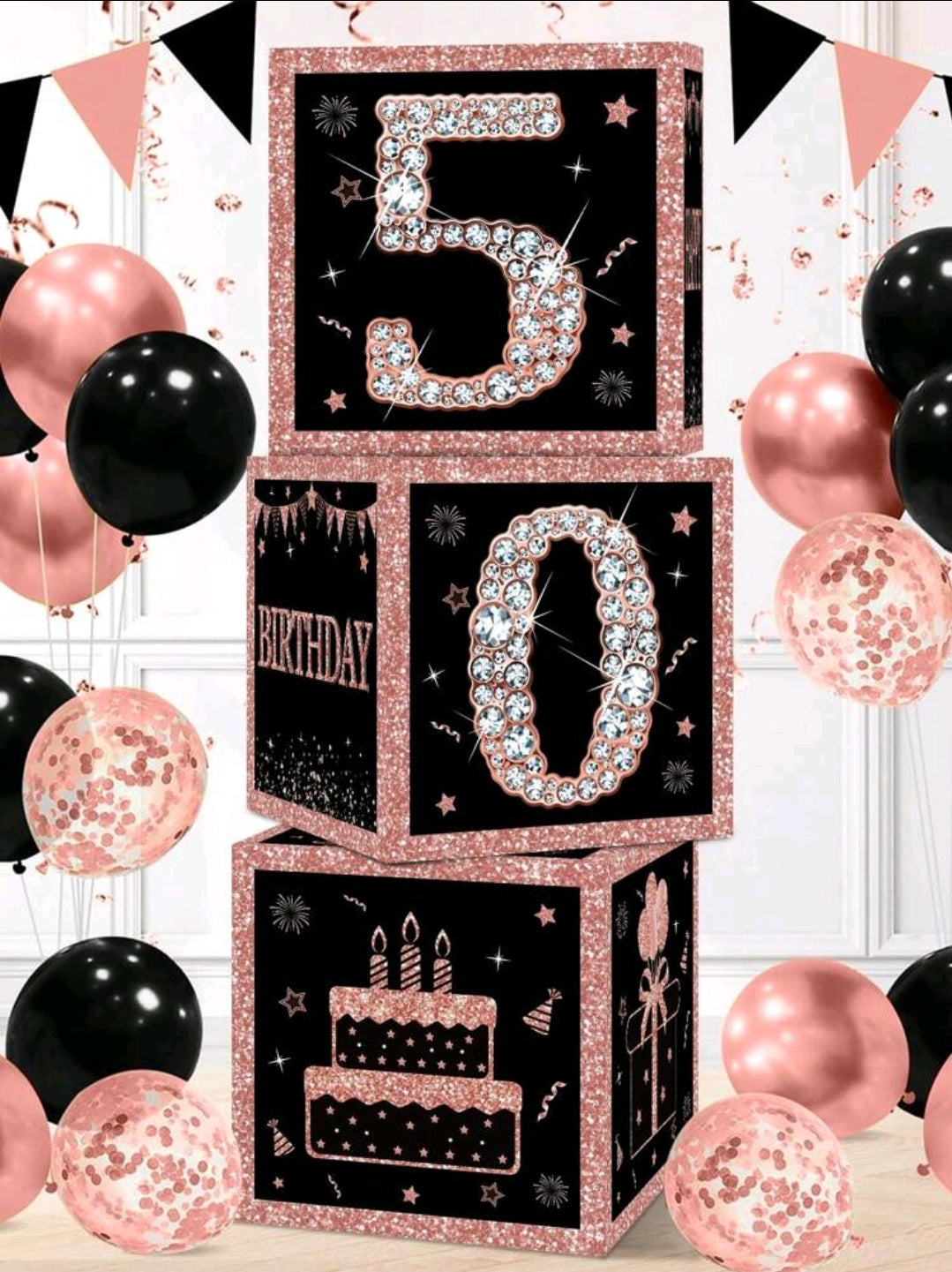 Rose Gold Number Boxes