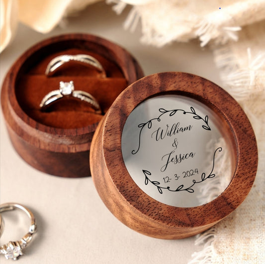 Personalised Wedding Ring Box with Acrylic Cover