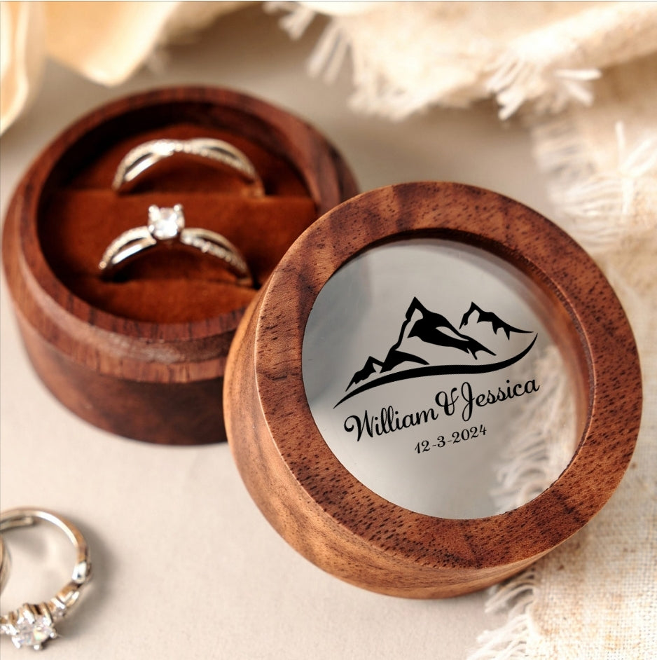 Personalised Wedding Ring Box with Acrylic Cover