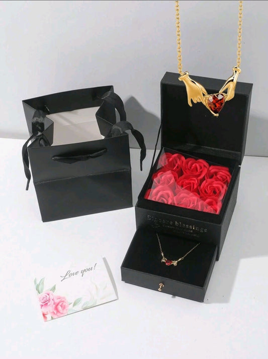 Preserved Rose and Necklace Box