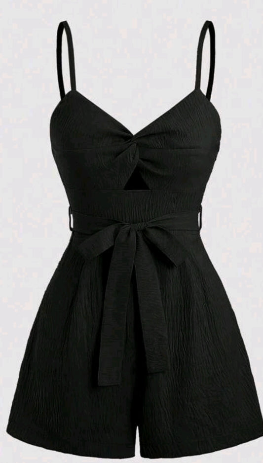 Black Front Tie Playsuit
