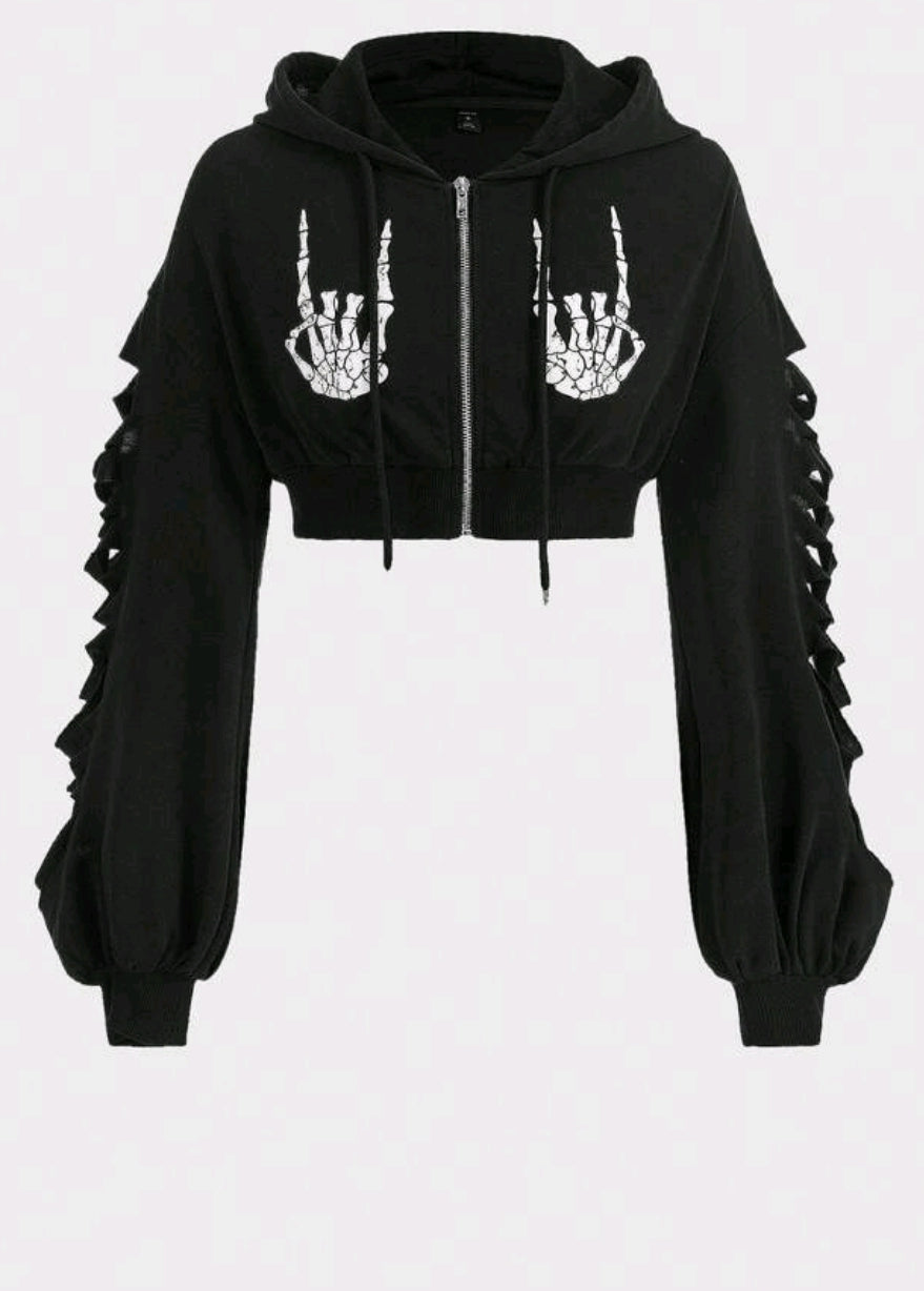 Skeleton Cropped Hoody