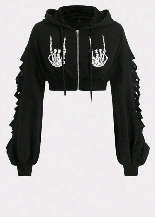 Skeleton Cropped Hoody
