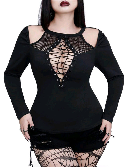 Curve Fishnet Long Sleeved Tshirt
