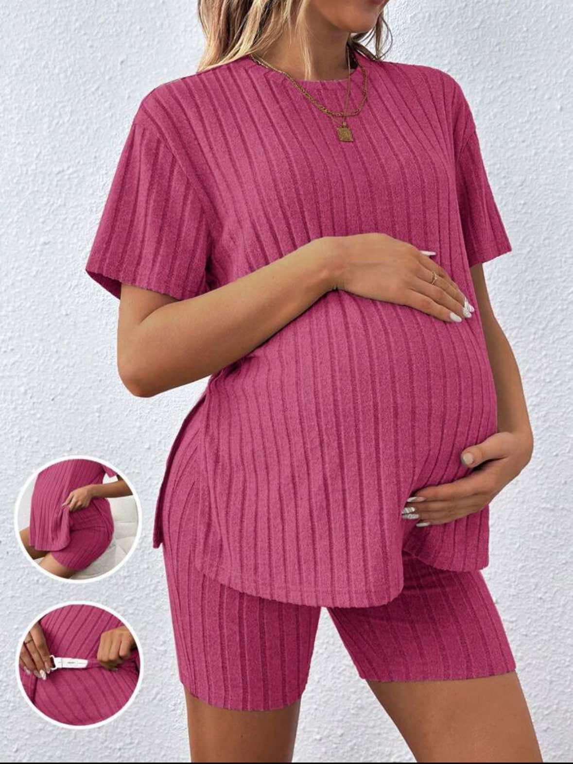 Maternity Loose Neck Tshirt with Shorts