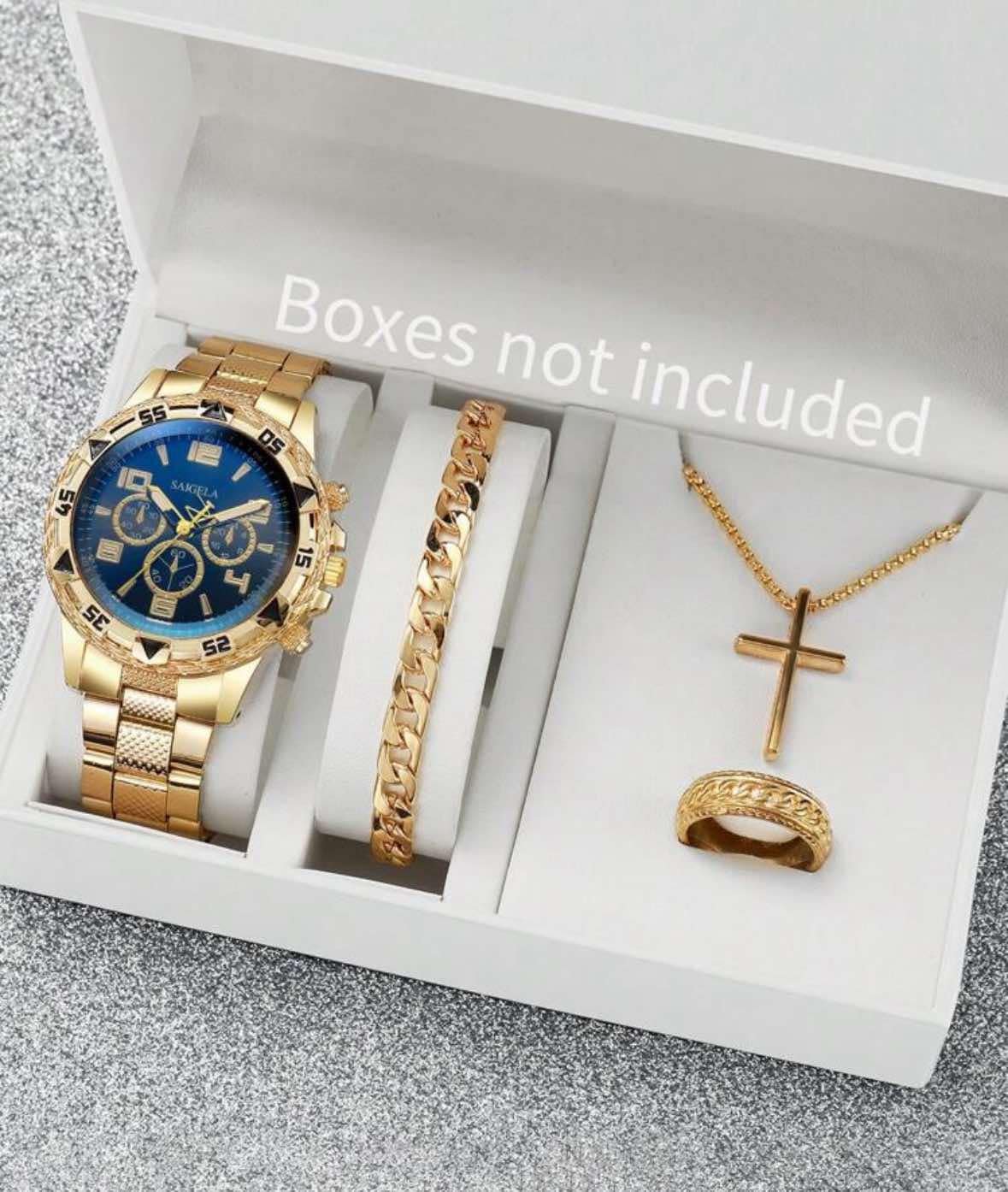 Mens 4 Piece Gold Set