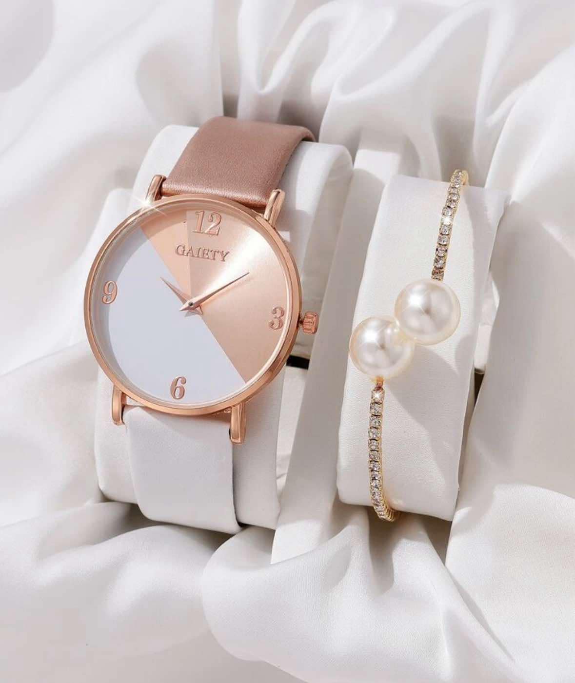Gaiety Watch and Pearl Bracelet Set
