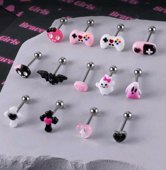 Pink Tongue Piercings