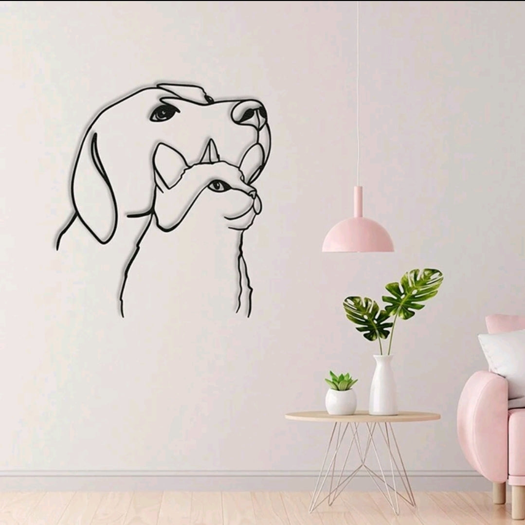 Dog and Cat Metal Sign