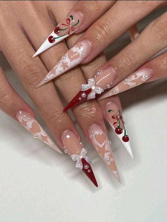 Cherry Extra Long Nails