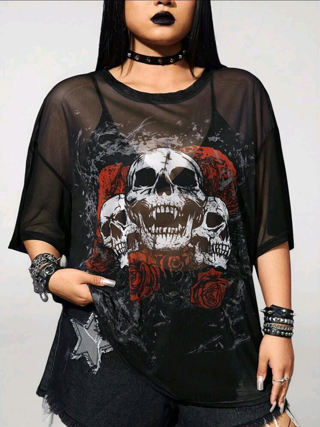 Curve Skull and Rose Tshirt