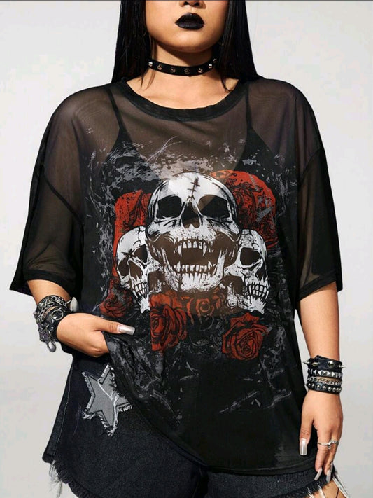 Curve Skull and Rose Tshirt