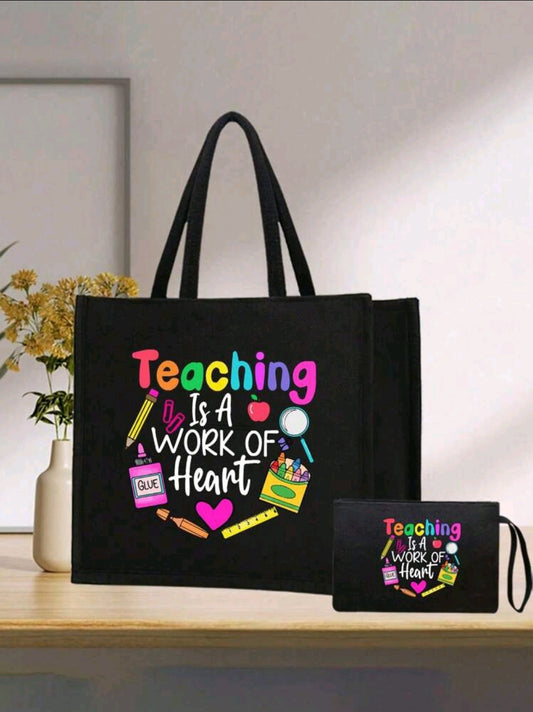 Teaching Is A Work Of Heart Tote and Purse