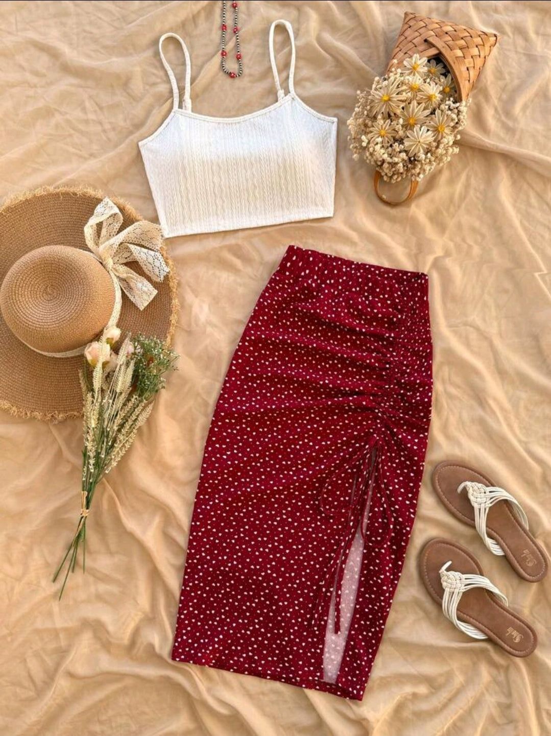 Crop Top And Long Skirt Co Ord Set