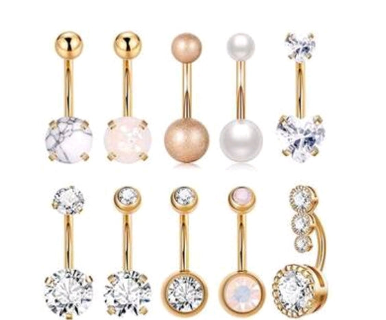 10 Pieces Belly Button Rings